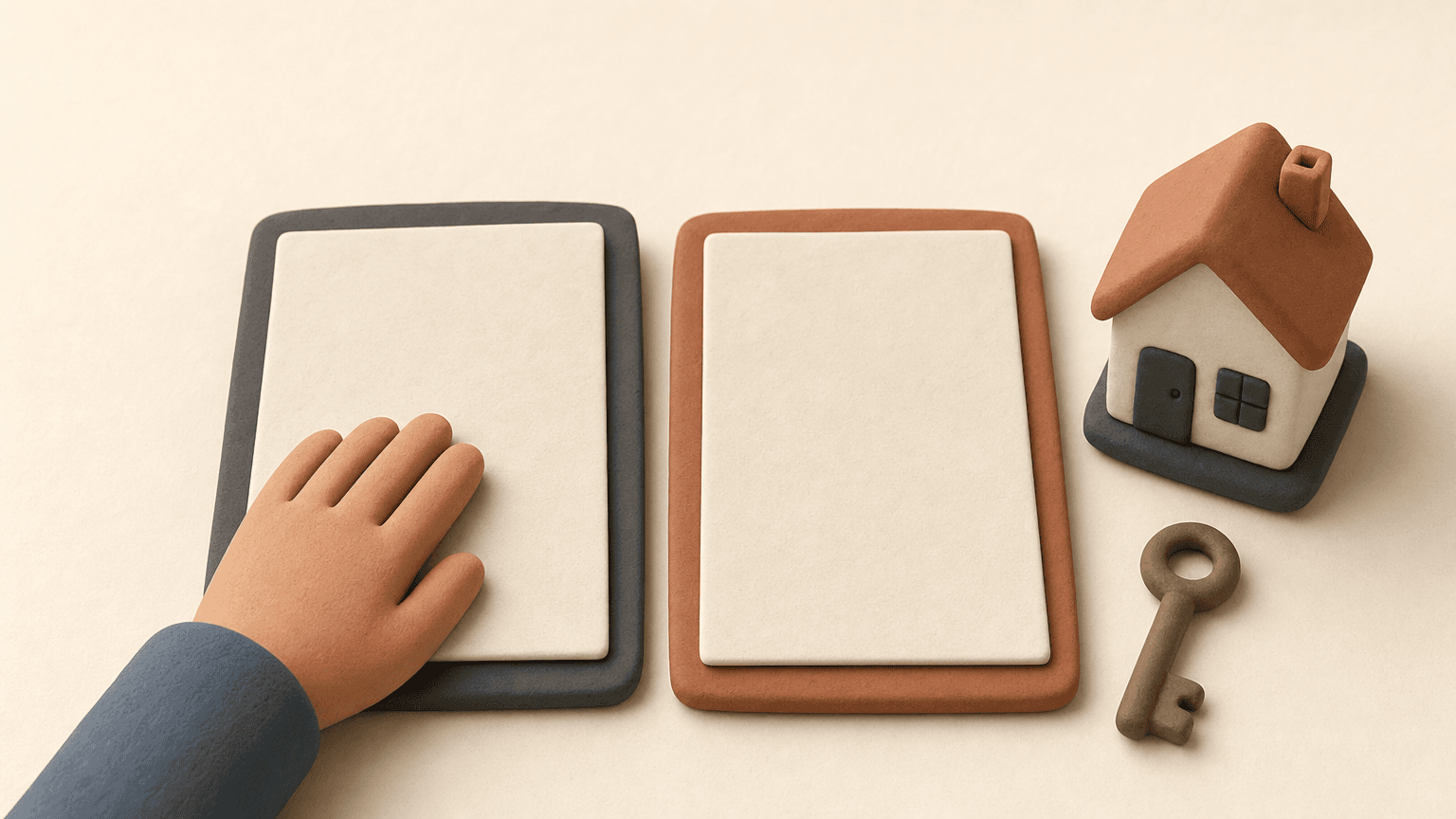 Hands comparing two contract documents on a table