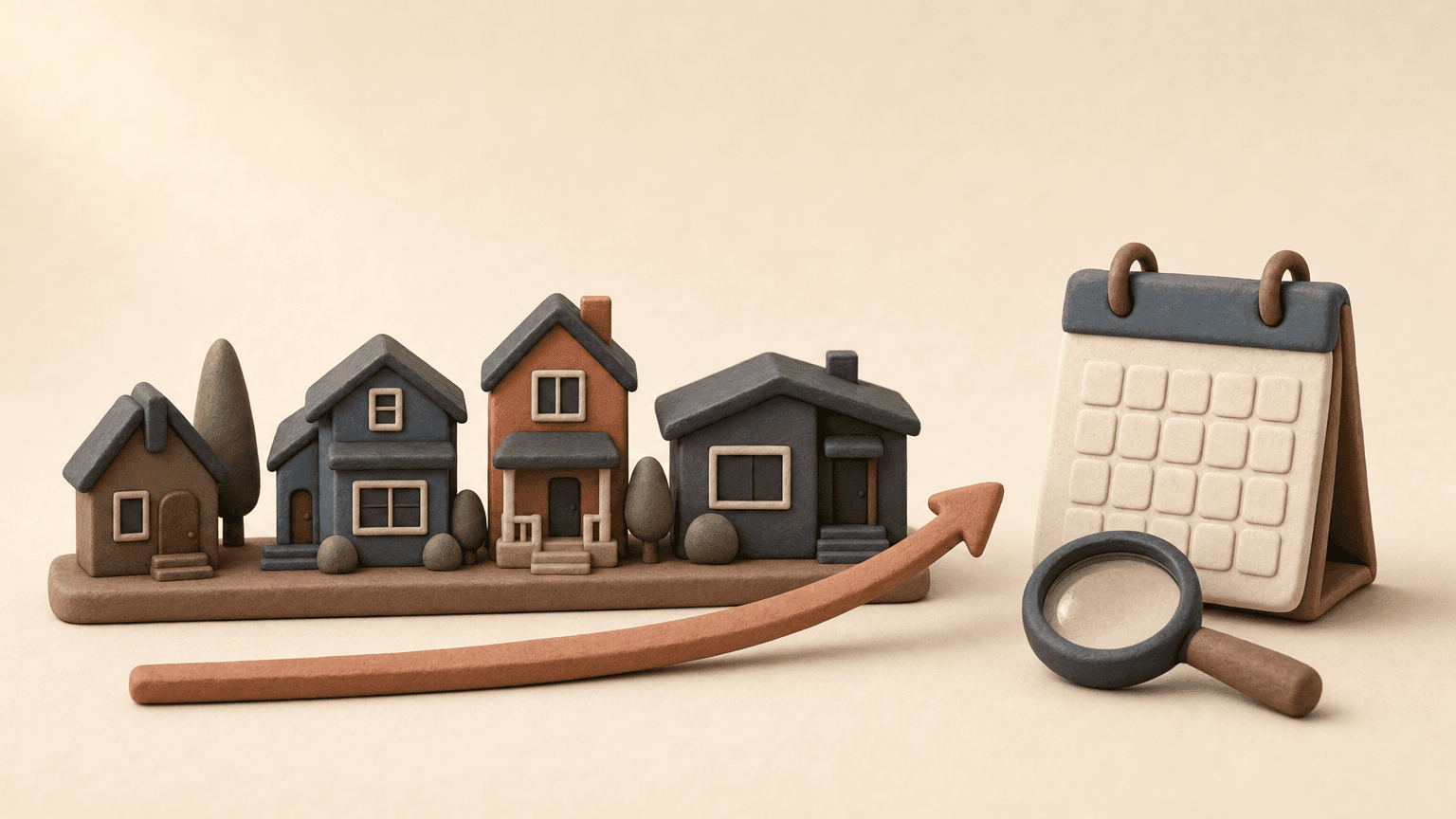 Clay model of Edmonton homes under a forecast arrow
