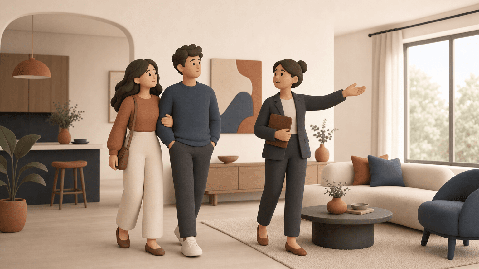 Couple touring an Edmonton home with their REALTOR