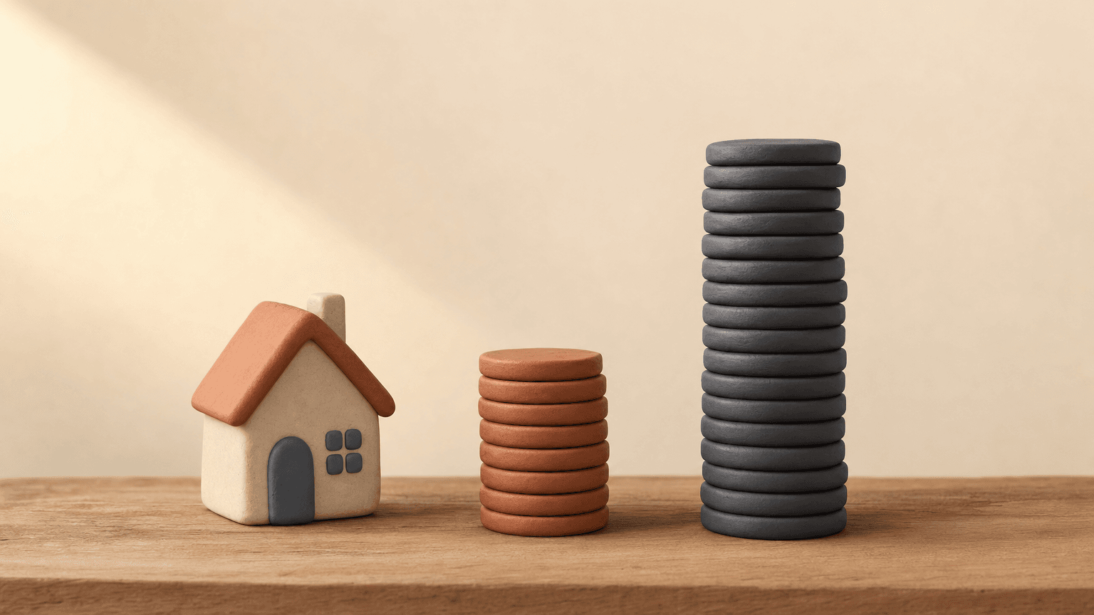 Stacks of coins compared between two cities