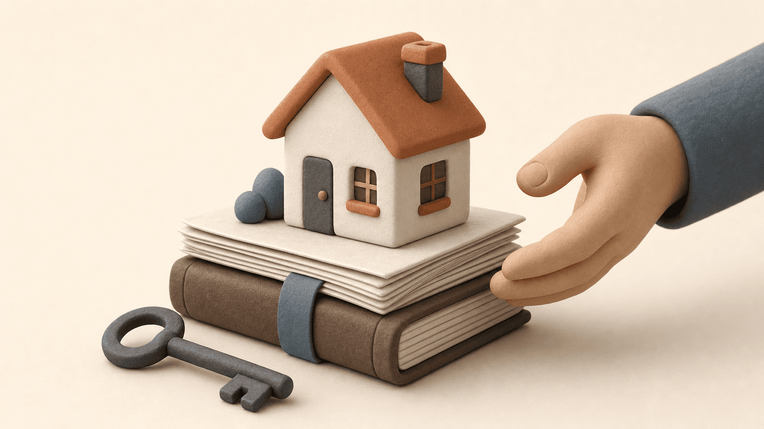 Clay house on a stack of financial paperwork