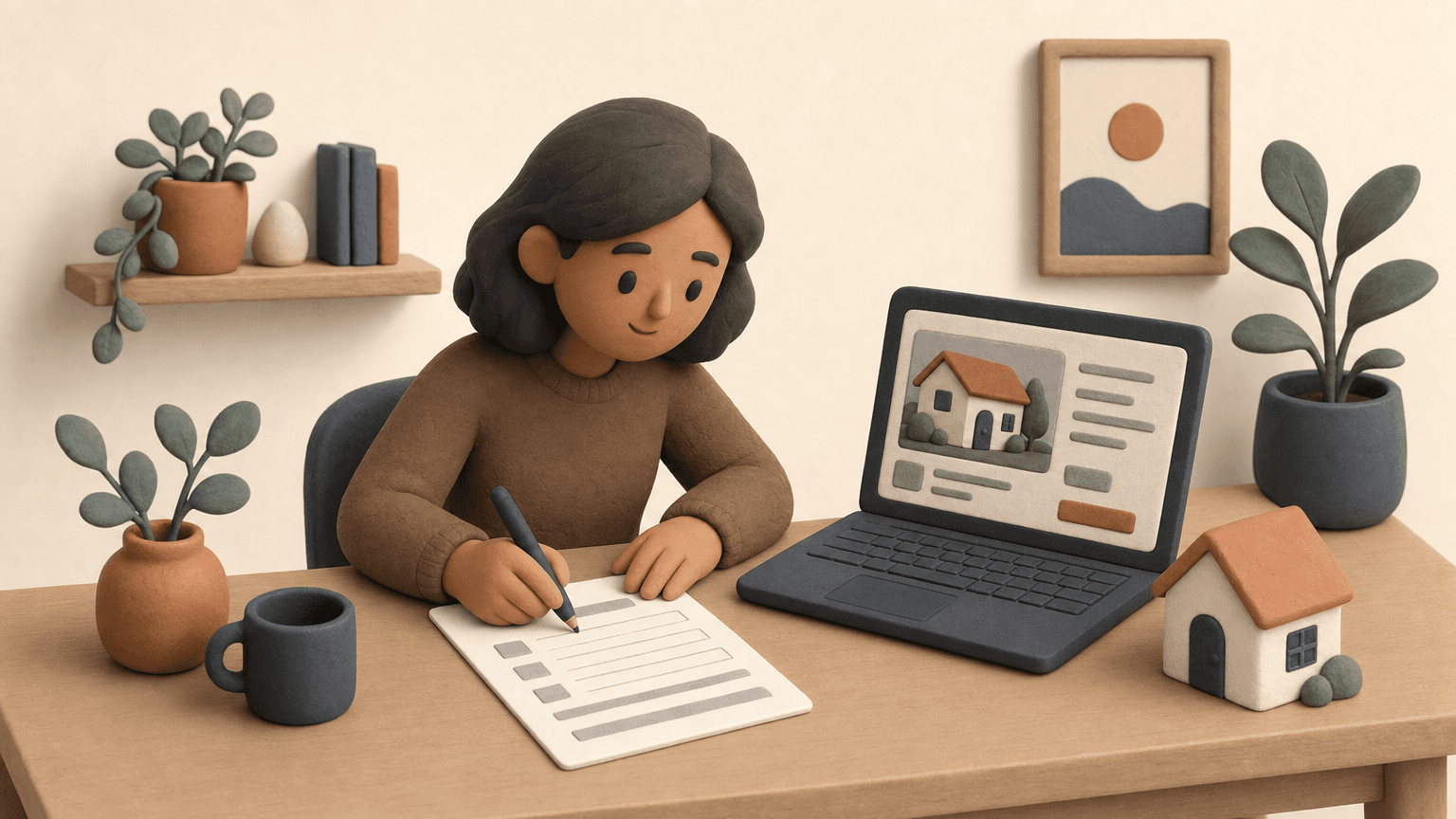 Host filling out a short-term rental application form at a desk