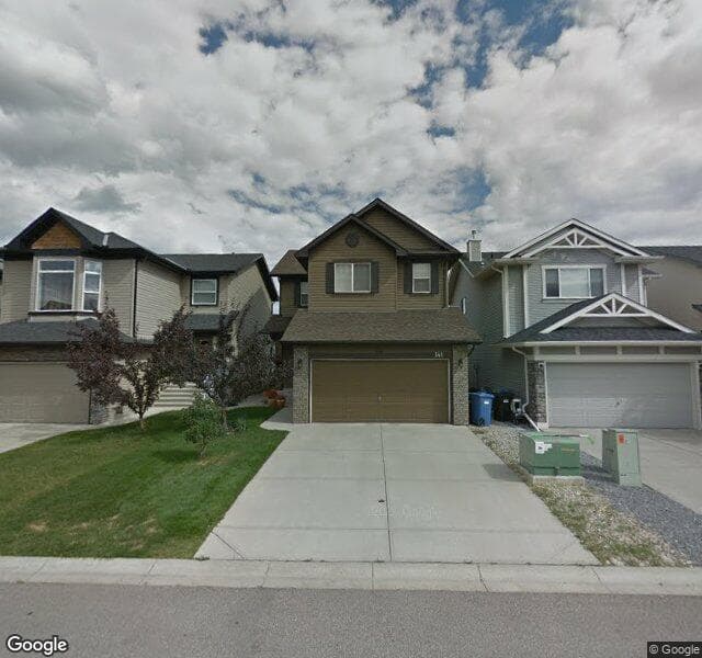 Street view of 141 Cougarstone Common SW, Calgary