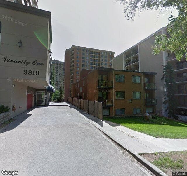 Street view of 210-9813 104 Street NW, Edmonton