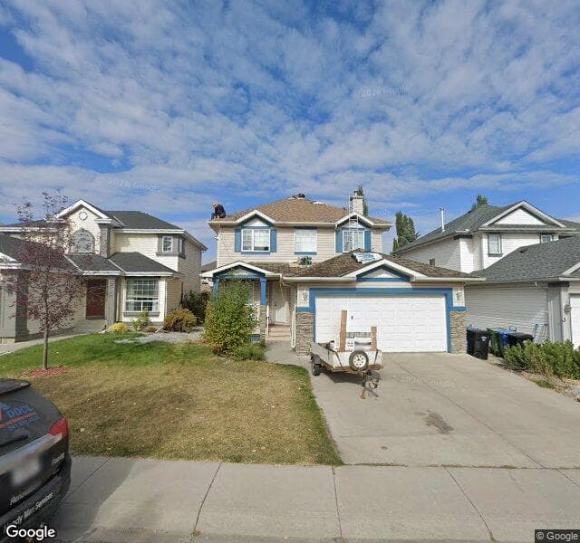 Street view of 76 Chaparral Road SE, Calgary